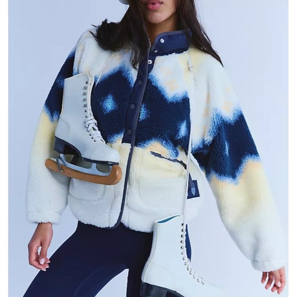 Free People Hit The Slopes Fleece Jacket Womens XS Soft Glow Sun Casual Boho - Picture 1 of 6